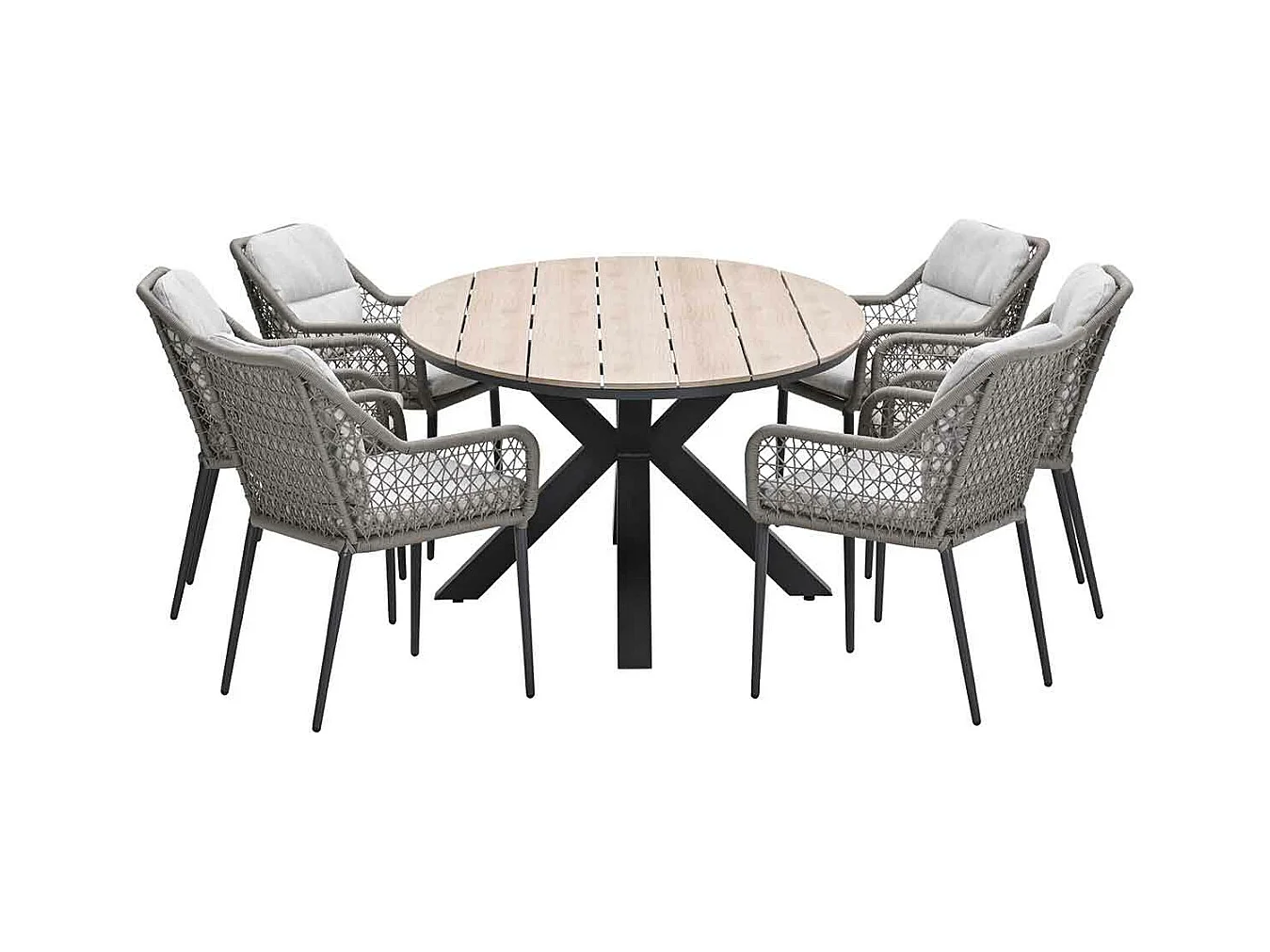 Ensemble de jardin Garden Impressions Pemba - Tulli - taupe - 220x115 cm - 7 pièces