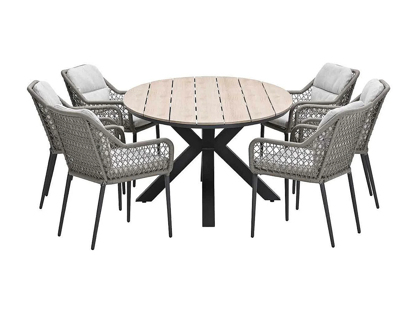Ensemble de jardin Garden Impressions Pemba - Tulli - taupe - 220x115 cm - 7 pièces