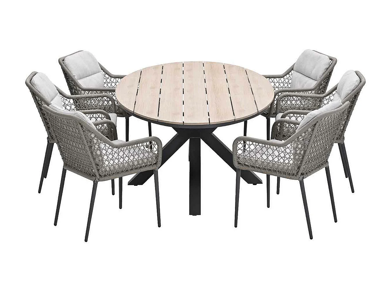 Ensemble de jardin Garden Impressions Pemba - Tulli - taupe - 220x115 cm - 7 pièces