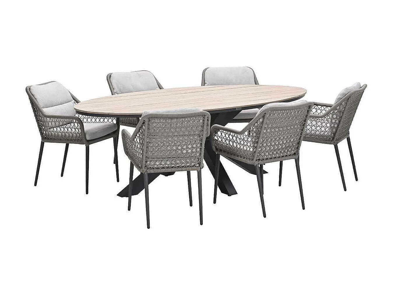 Ensemble de jardin Garden Impressions Pemba - Tulli - taupe - 220x115 cm - 7 pièces