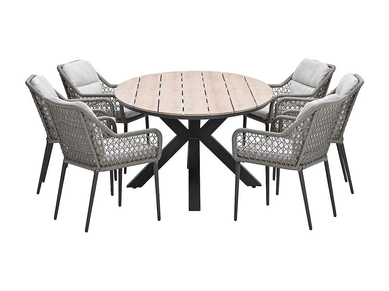 Ensemble de jardin Garden Impressions Pemba - Tulli - taupe - 220x115 cm - 7 pièces