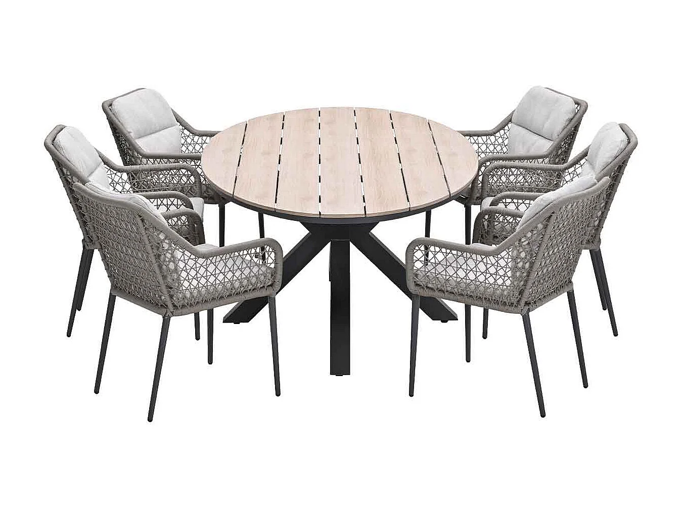 Ensemble de jardin Garden Impressions Pemba - Tulli - taupe - 220x115 cm - 7 pièces