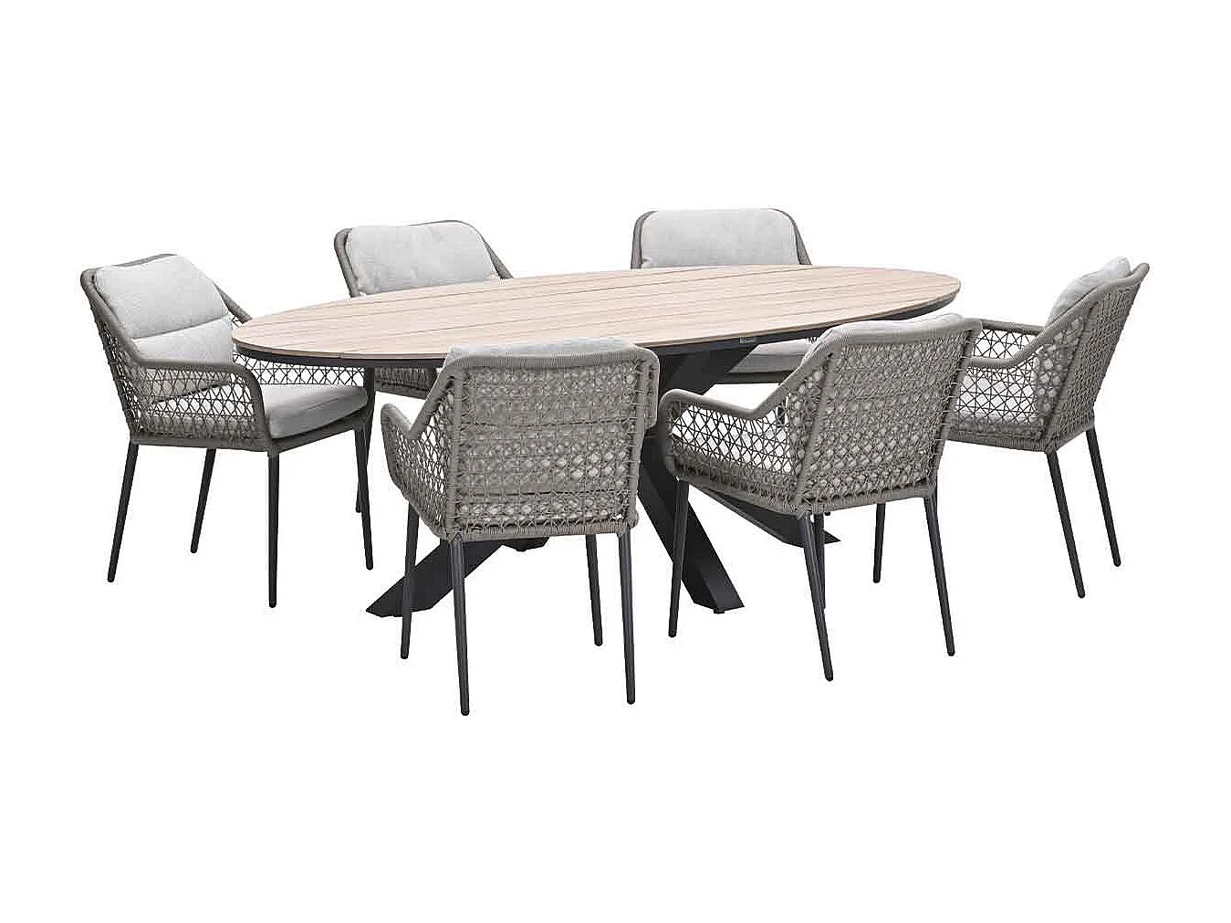 Ensemble de jardin Garden Impressions Pemba - Tulli - taupe - 220x115 cm - 7 pièces