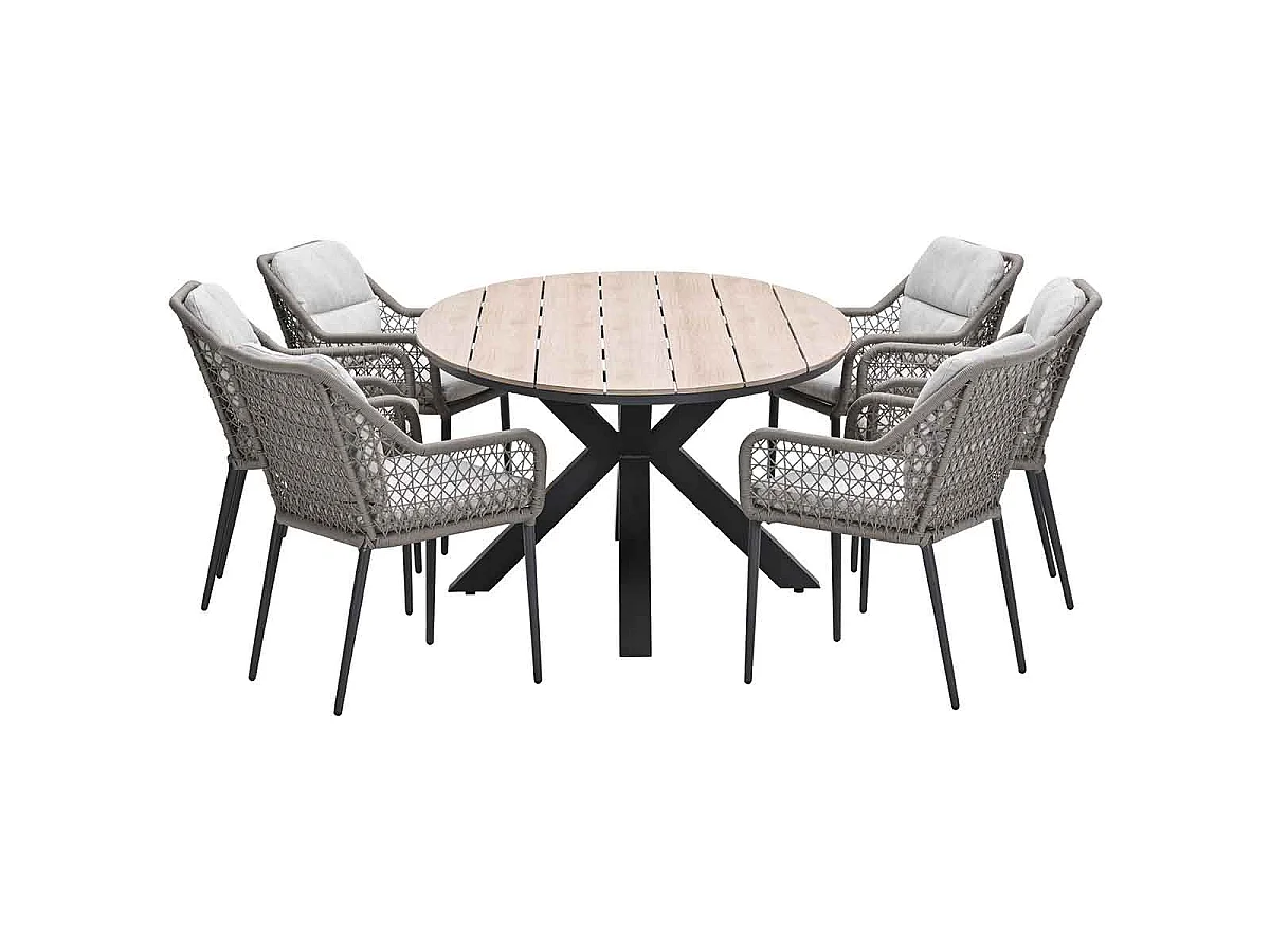 Garden Impressions Pemba tuinset 7-delig - Tulli tuintafel 220x115xH75 cm - light teak vironwood