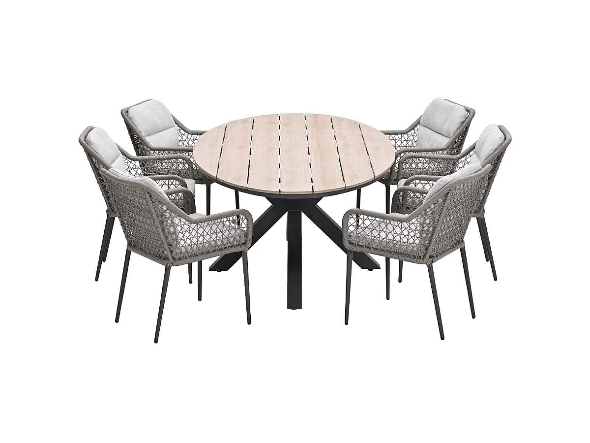 Garden Impressions Pemba tuinset 7-delig - Tulli tuintafel 220x115xH75 cm - light teak vironwood