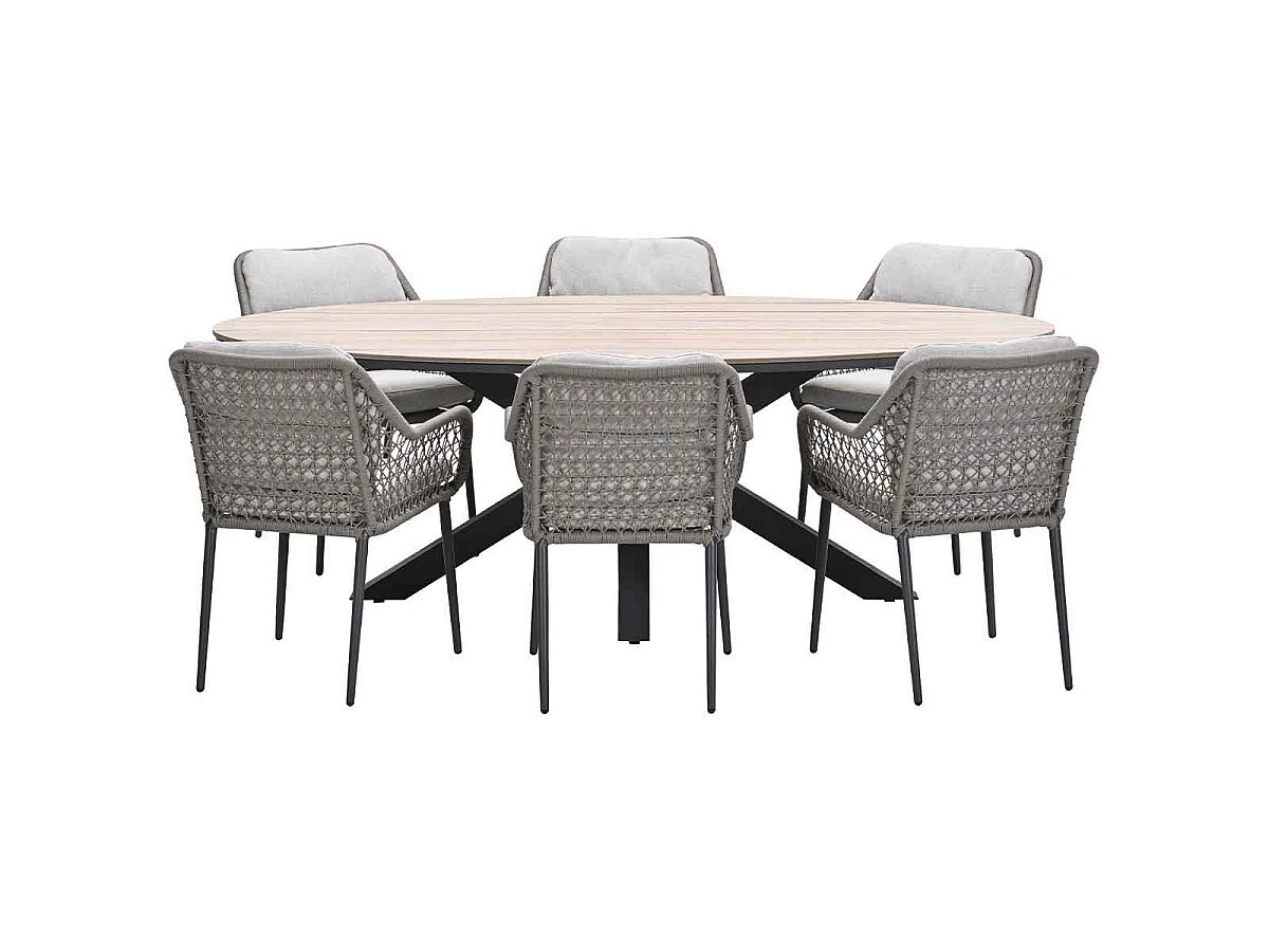 Garden Impressions Pemba tuinset 7-delig - Tulli tuintafel 220x115xH75 cm - light teak vironwood