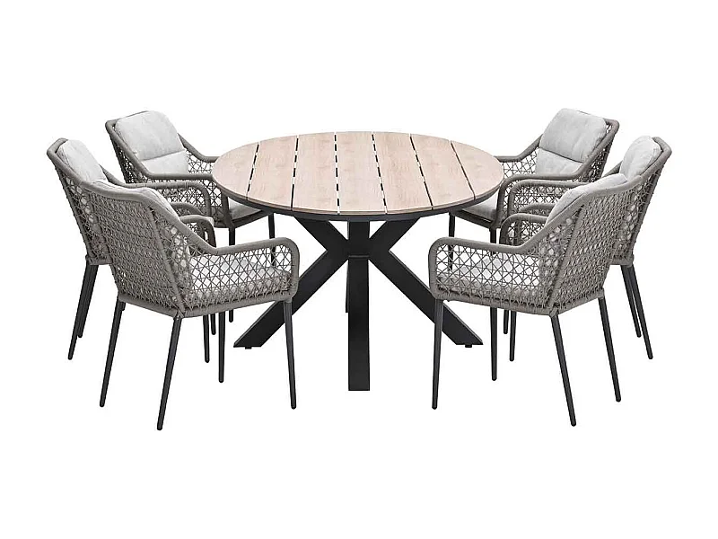 Ensemble de jardin Garden Impressions Pemba - Tulli - taupe - 220x115 cm - 7 pièces