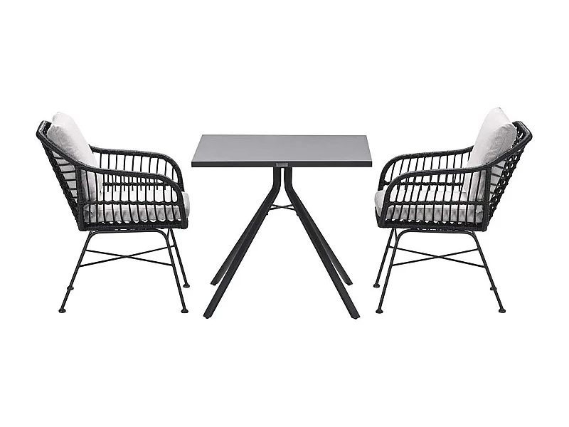 Ensemble de jardin Garden Impressions Lucas noir 3 pièces - Table de jardin Rimini 80x80 cm