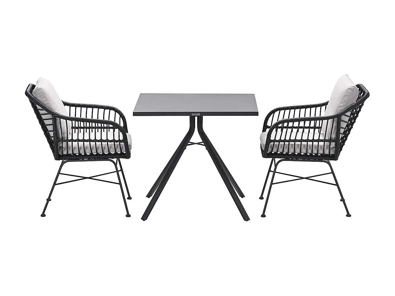 Garden Impressions Lucas tuinset zwart 3-delig - Rimini tuintafel 80x80 cm