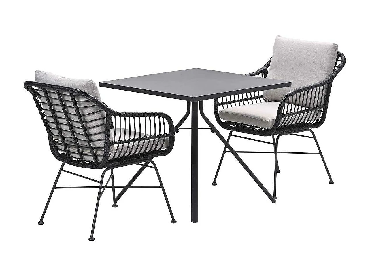 Garden Impressions Lucas tuinset zwart 3-delig - Rimini tuintafel 80x80 cm