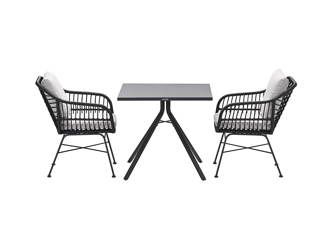 Ensemble de jardin Garden Impressions Lucas noir 3 pièces - Table de jardin Rimini 80x80 cm