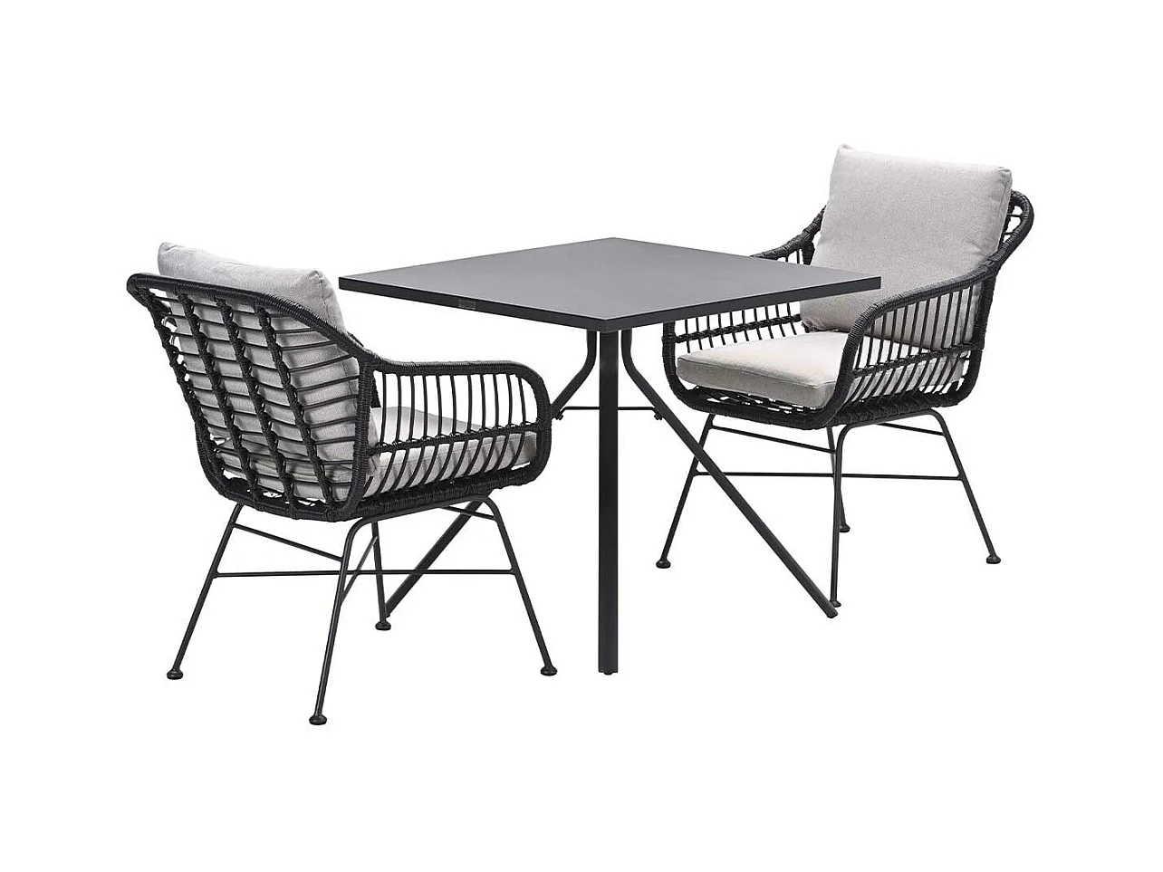 Garden Impressions Lucas tuinset zwart 3-delig - Rimini tuintafel 80x80 cm