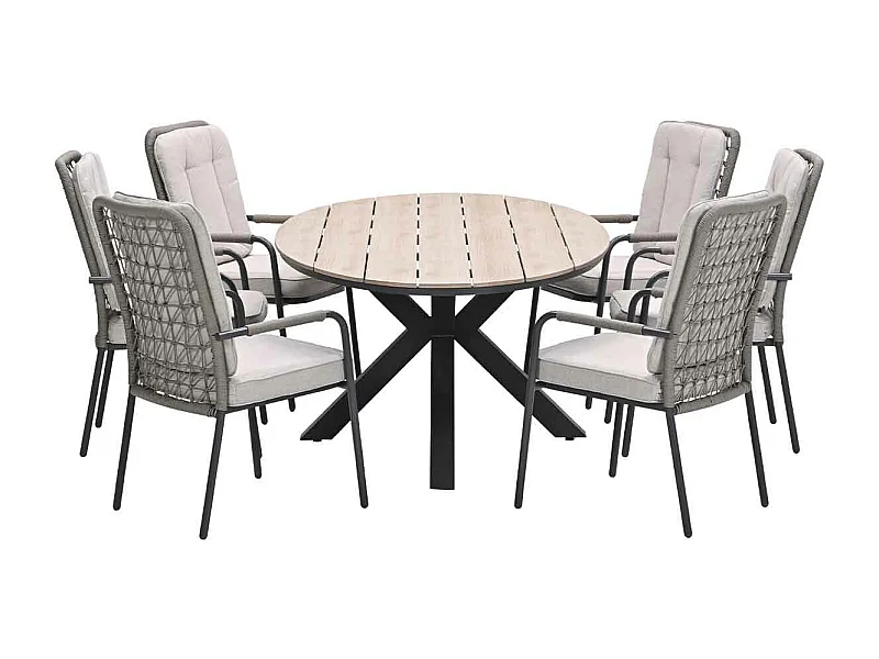 Ensemble de jardin Garden Impressions Aleria - Tulli - taupe - 220x115 cm - 7 pièces