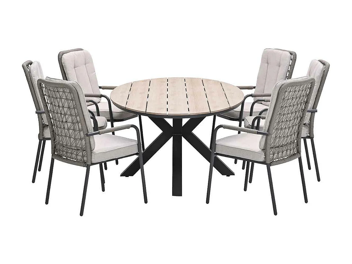 Ensemble de jardin Garden Impressions Aleria - Tulli - taupe - 220x115 cm - 7 pièces