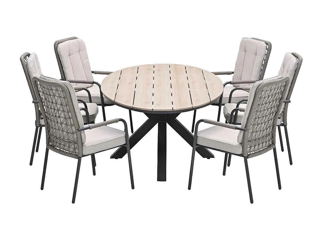 Ensemble de jardin Garden Impressions Aleria - Tulli - taupe - 220x115 cm - 7 pièces