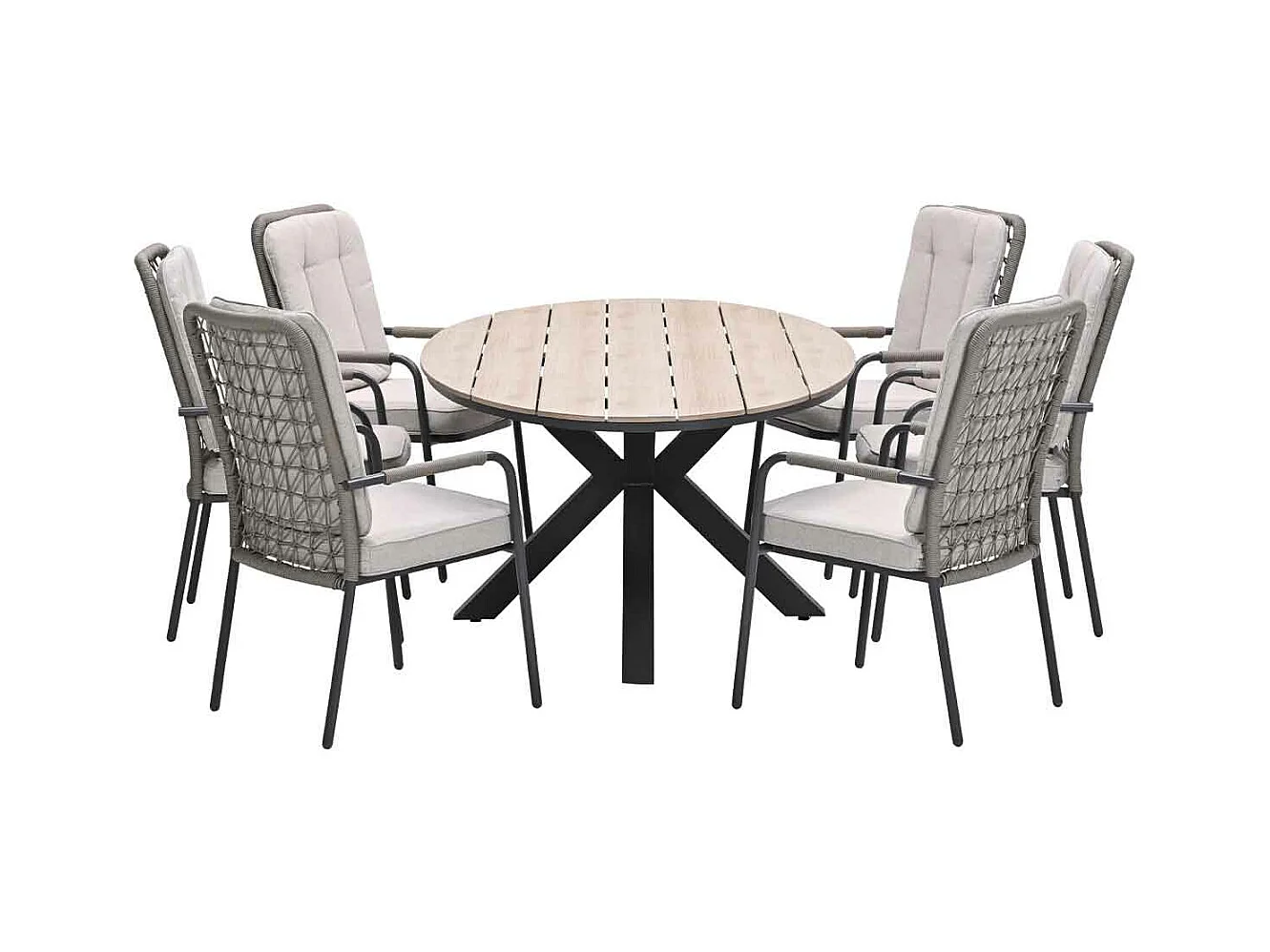 Ensemble de jardin Garden Impressions Aleria - Tulli - taupe - 220x115 cm - 7 pièces