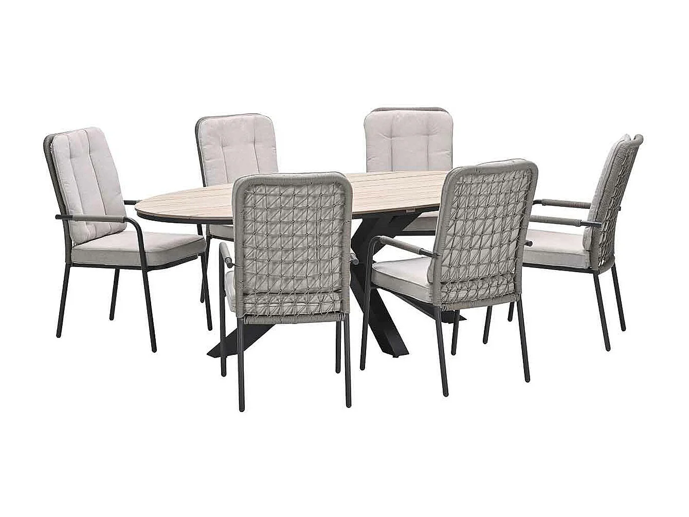 Ensemble de jardin Garden Impressions Aleria - Tulli - taupe - 220x115 cm - 7 pièces