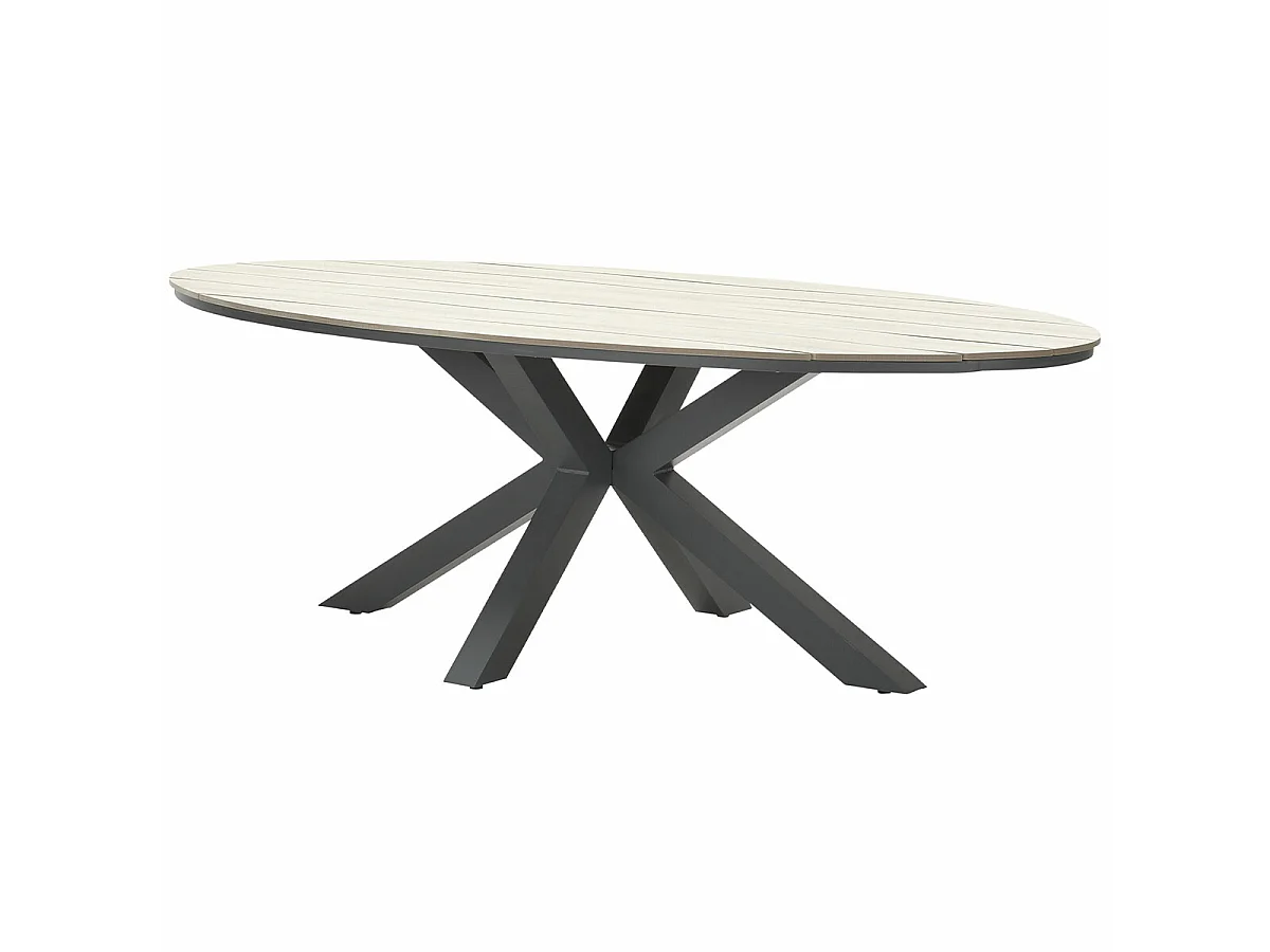 Garden Impressions Aleria tuinset 7-delig taupe - Tulli tuintafel 220x115xH75 cm - light teak vironwood