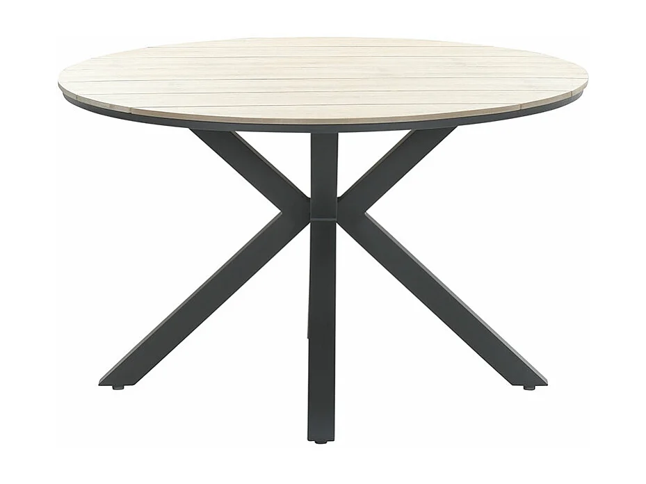 Garden Impressions Aleria tuinset 5-delig taupe - Tulli tuintafel Ø122x75 cm - light teak vironwood