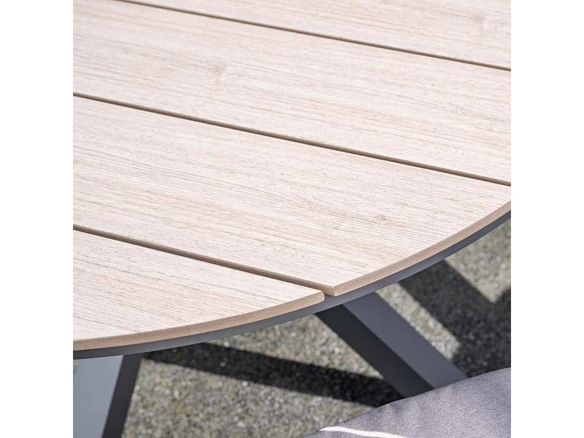 Ensemble de jardin Garden Impressions Yima 5-pièces Gris clair - table de jardin Tulli brun Ø122 cm