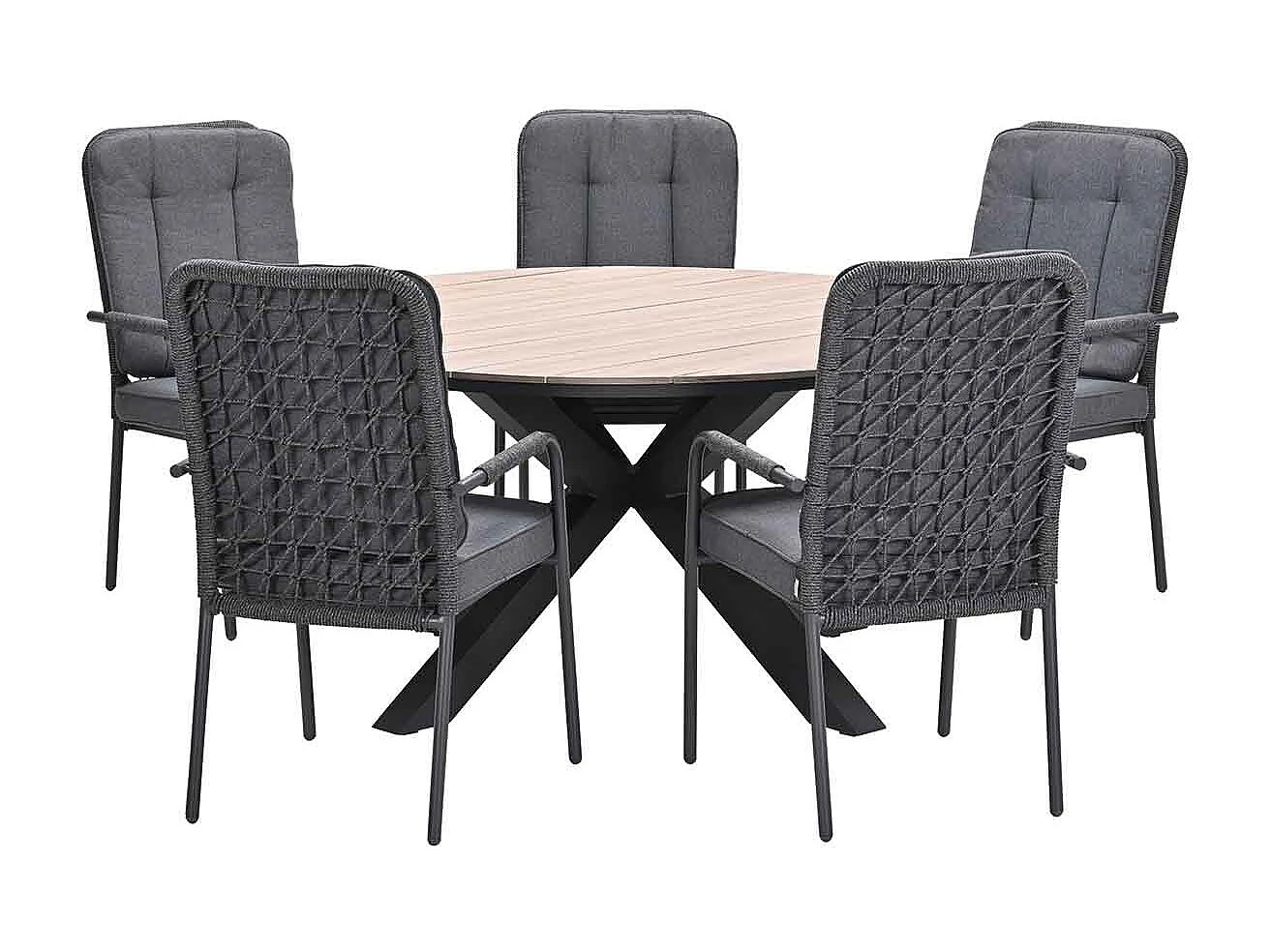 Ensemble de jardin Garden Impressions Aleria - Tulli - Sable de Naples - Ø148x75 cm - 6 pièces