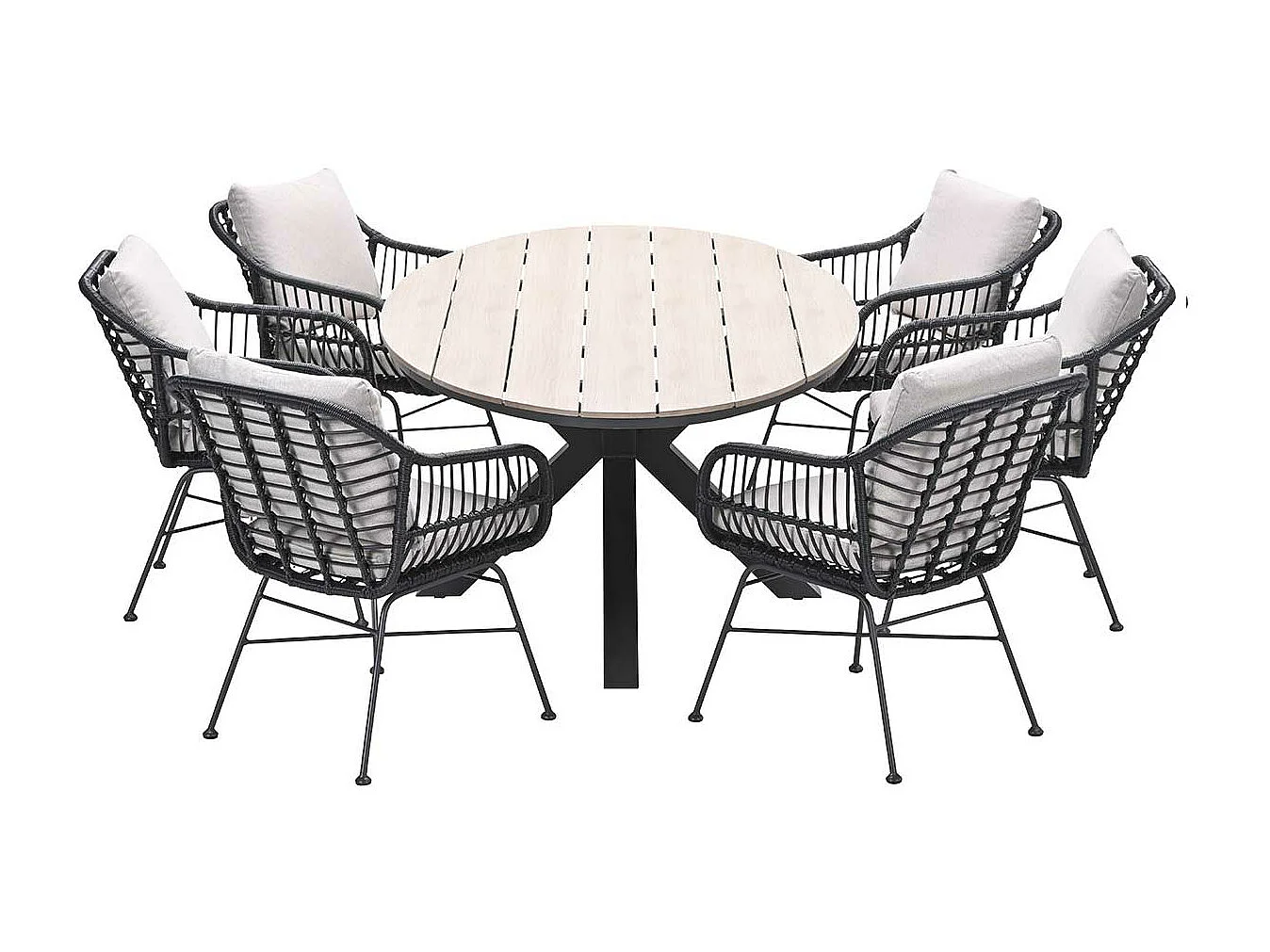 Garden Impressions Lucas tuinset zwart 7-delig - Tulli tuintafel 220x115 cm