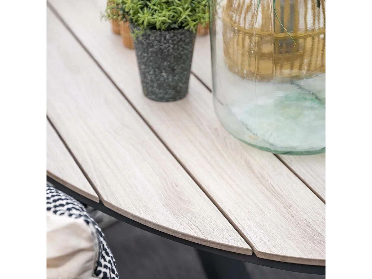 Ensemble de jardin Garden Impressions Lucas noir 7 pièces - Table de jardin Tulli 220x115 cm