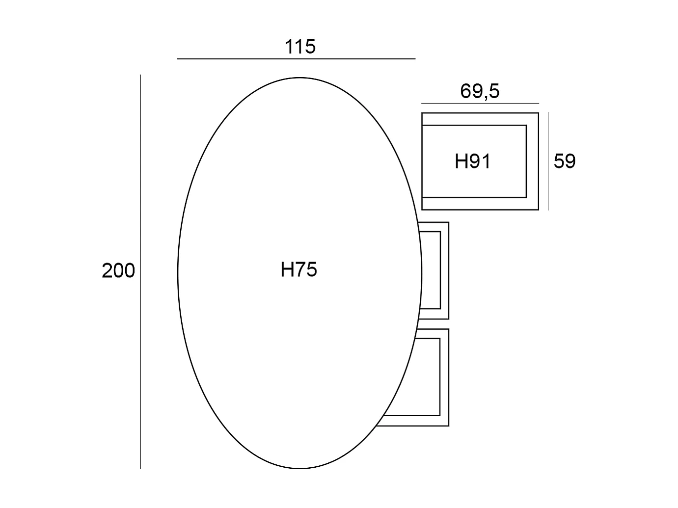 Ensemble de jardin Garden Impressions Lucas noir 7 pièces - Table de jardin Tulli 220x115 cm