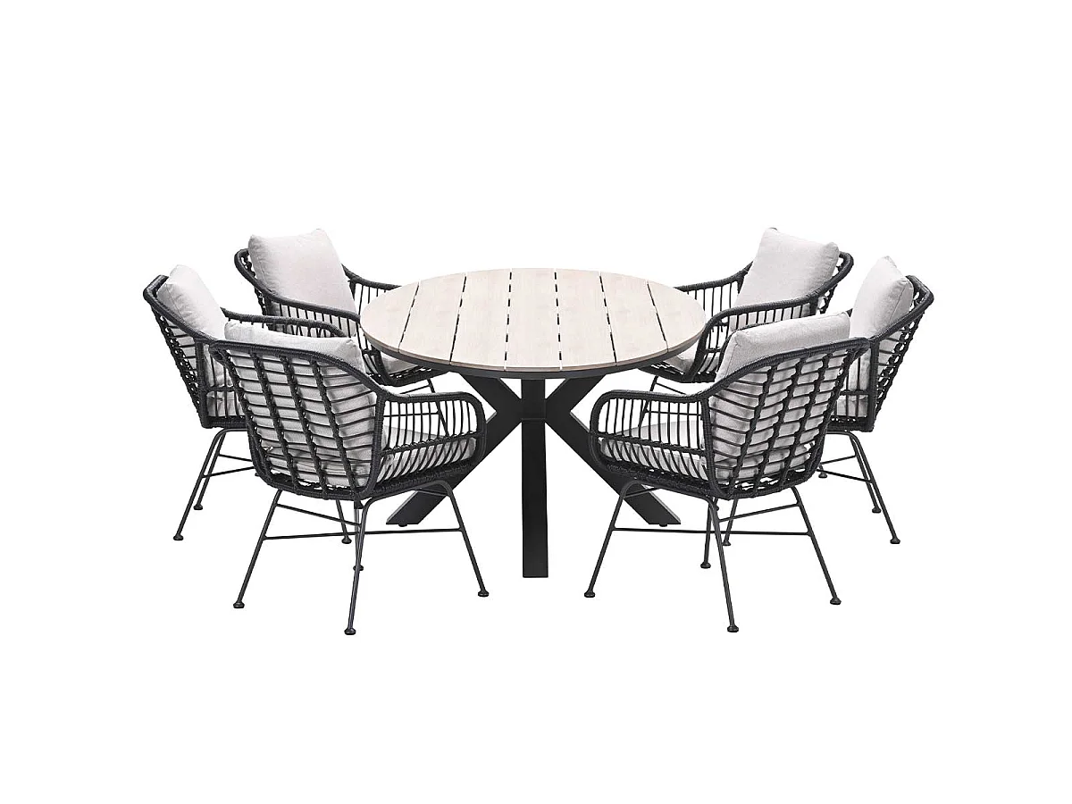 Garden Impressions Lucas tuinset zwart 7-delig - Tulli tuintafel 220x115 cm