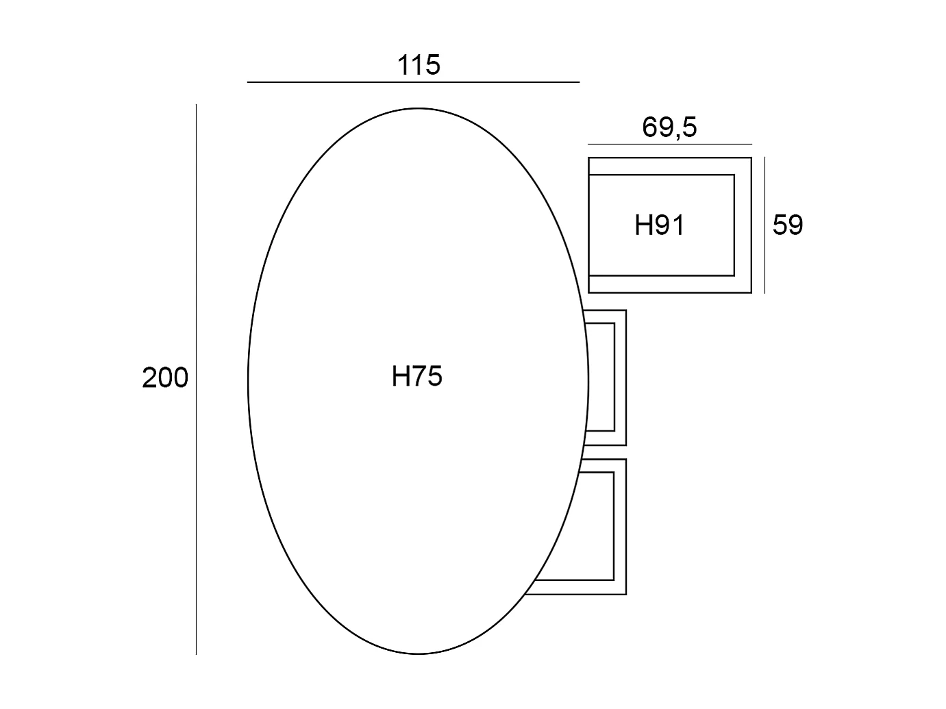 Garden Impressions Lucas tuinset zwart 7-delig - Tulli tuintafel 220x115 cm