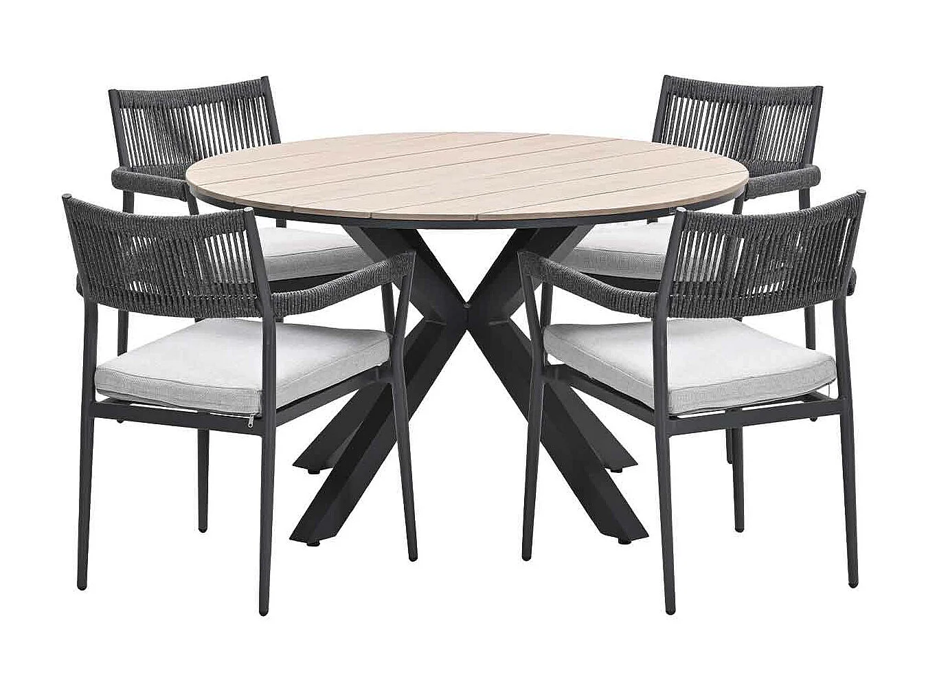 Garden Impressions Tineo tuinset 5-delig - Tulli tuintafel Ø122x75 cm - light teak vironwood