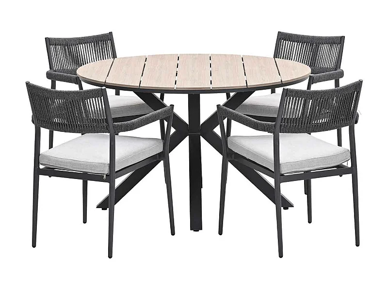 Garden Impressions Tineo tuinset 5-delig - Tulli tuintafel Ø122x75 cm - light teak vironwood