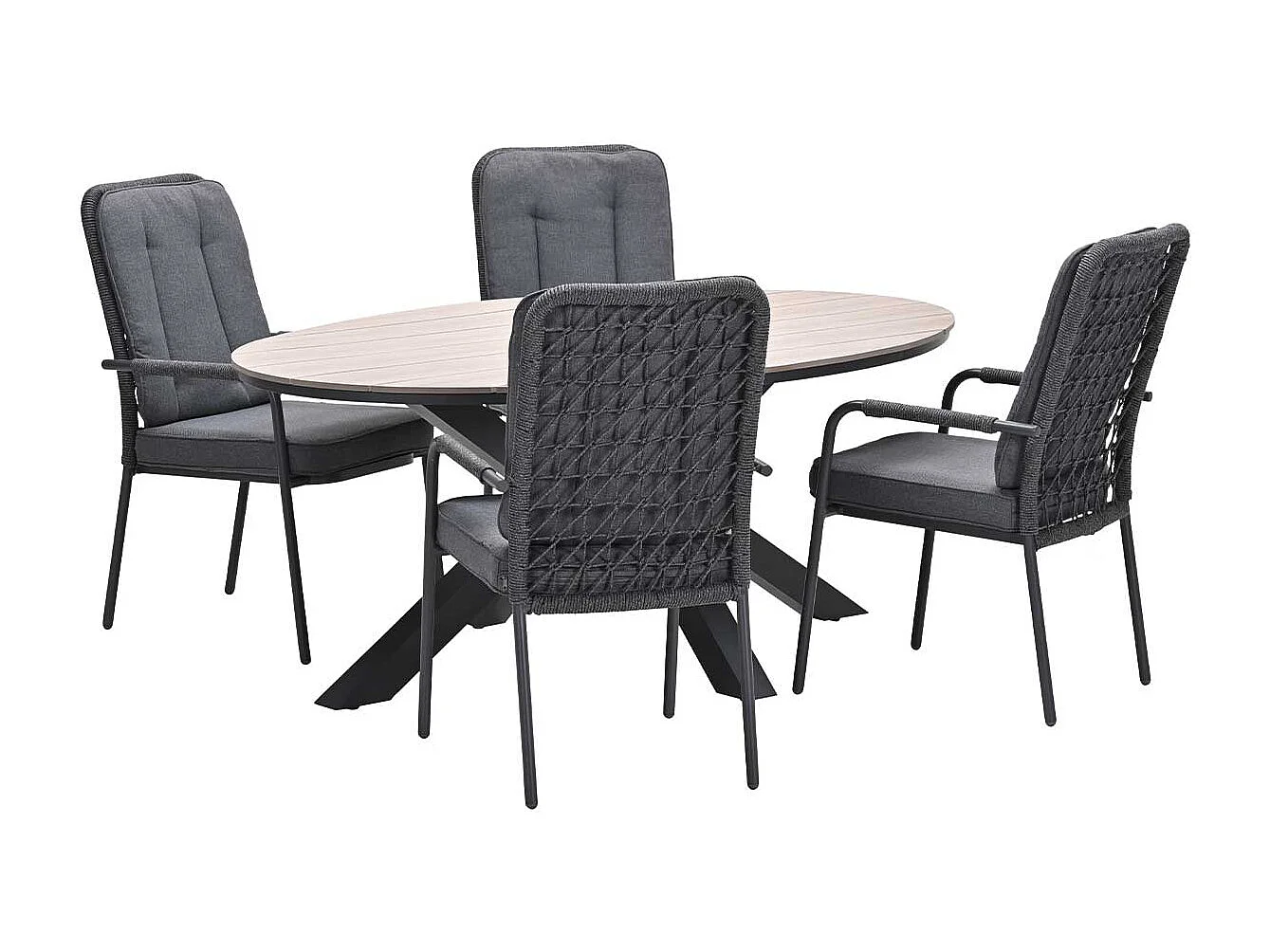 Garden Impressions Aleria tuinset 5-delig - Tulli tuintafel 180x115 cm - light teak vironwood