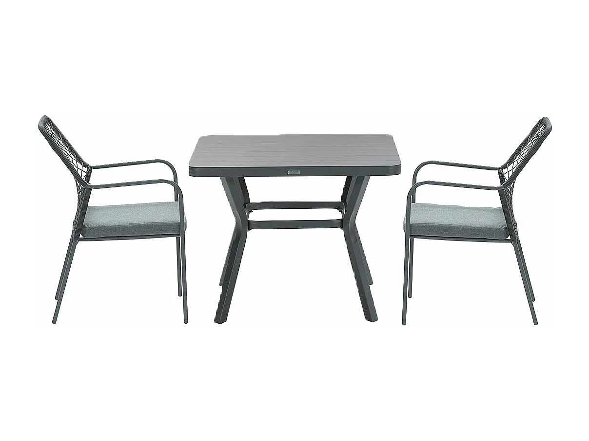 Ensemble de jardin Garden Impressions Ross noir 3-Pièces - table de jardin Mina 90x90 cm