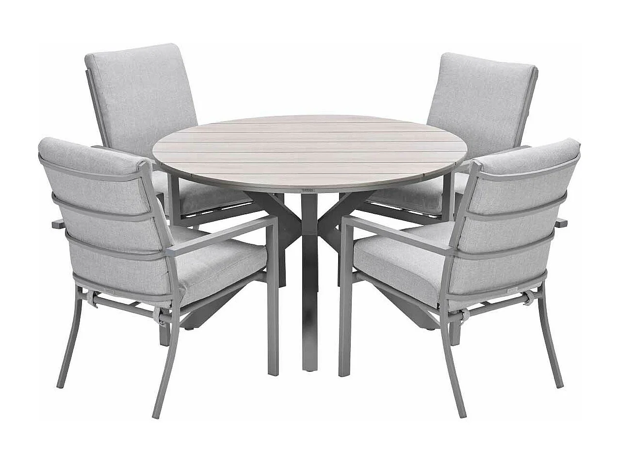 Garden Impressions Senja tuinset 5-delig valley sand - Tulli tuintafel Ø122x75 cm - light teak vironwood