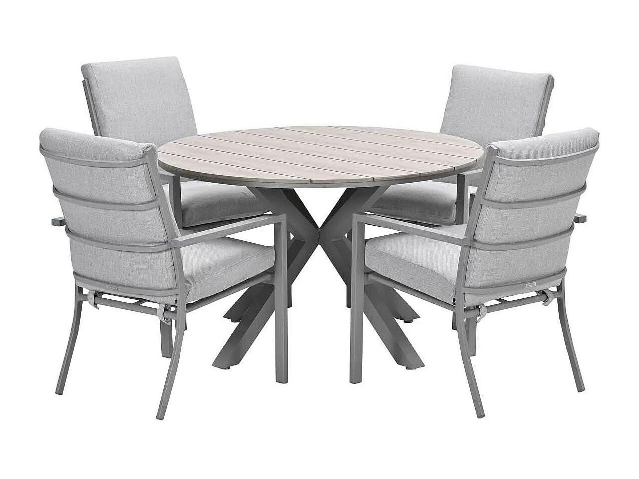 Garden Impressions Senja tuinset 5-delig valley sand - Tulli tuintafel Ø122x75 cm - light teak vironwood