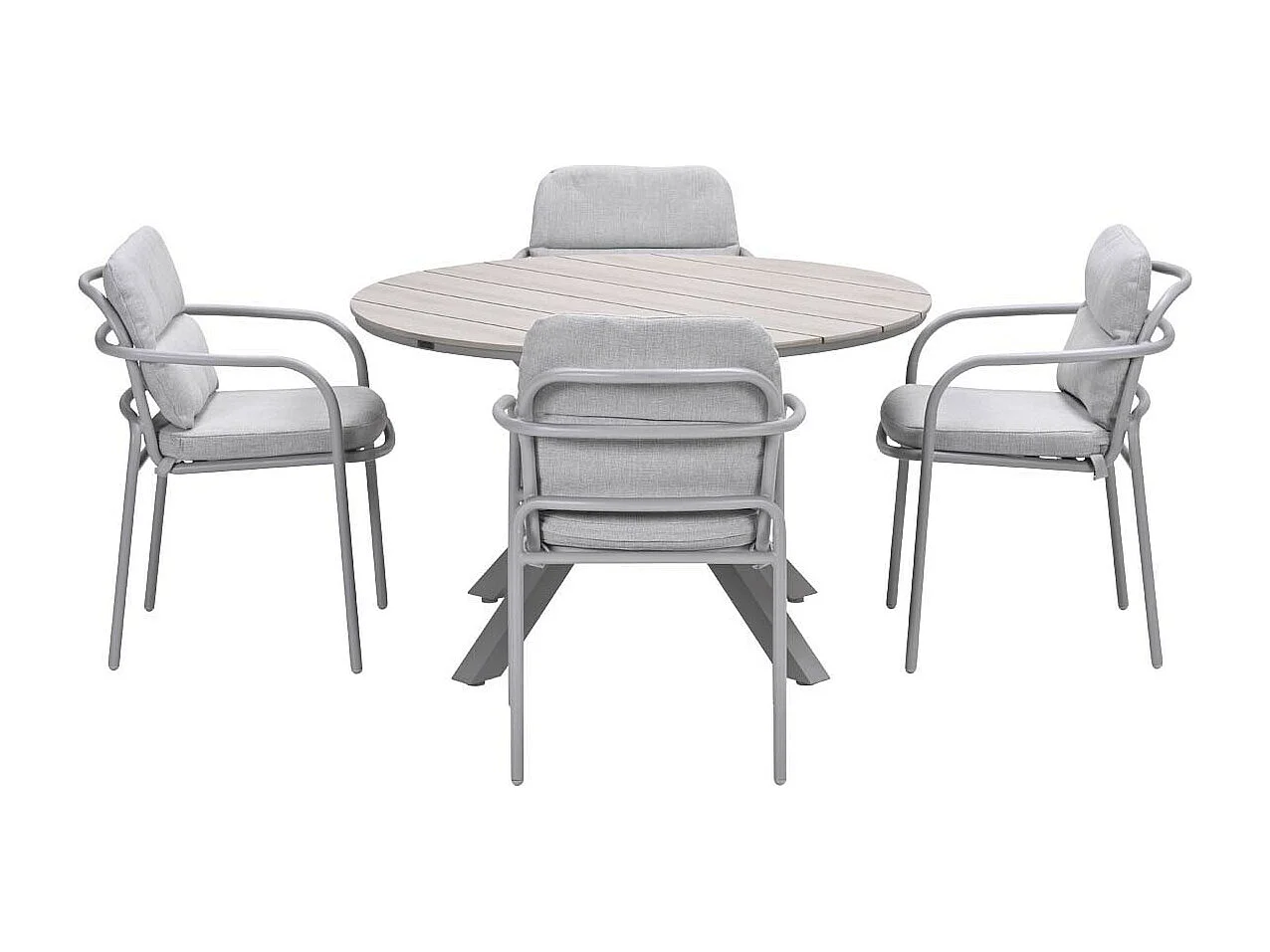 Garden Impressions Senja tuinset 5-delig valley sand - Tulli tuintafel Ø122x75 cm - light teak vironwood