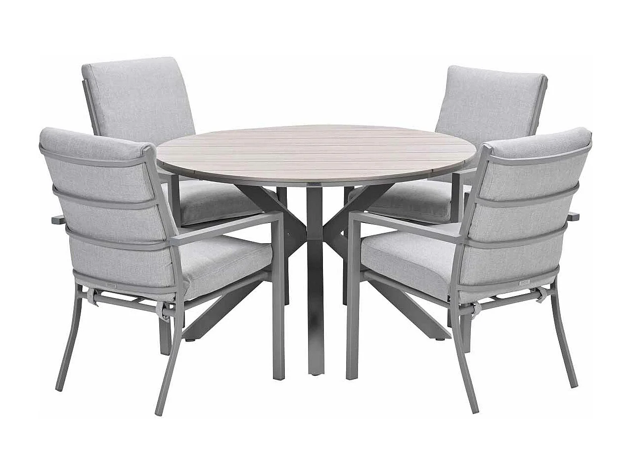 Garden Impressions Senja tuinset 5-delig valley sand - Tulli tuintafel Ø122x75 cm - light teak vironwood