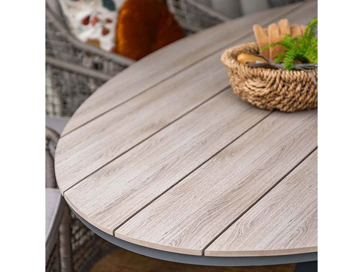 Garden Impressions Lucas tuinset 9-delig bruin - Tulli tuintafel ovaal 280x140 cm light teak look