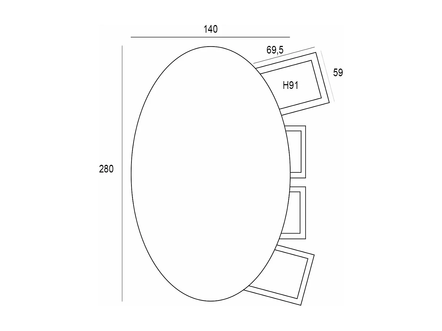 Garden Impressions Lucas tuinset 9-delig bruin - Tulli tuintafel ovaal 280x140 cm light teak look