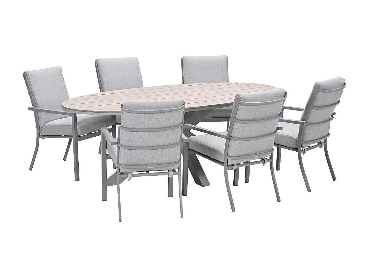 Garden Impressions Senja tuinset 7-delig valley sand - Tulli tuintafel 220x115 cm - light teak vironwood