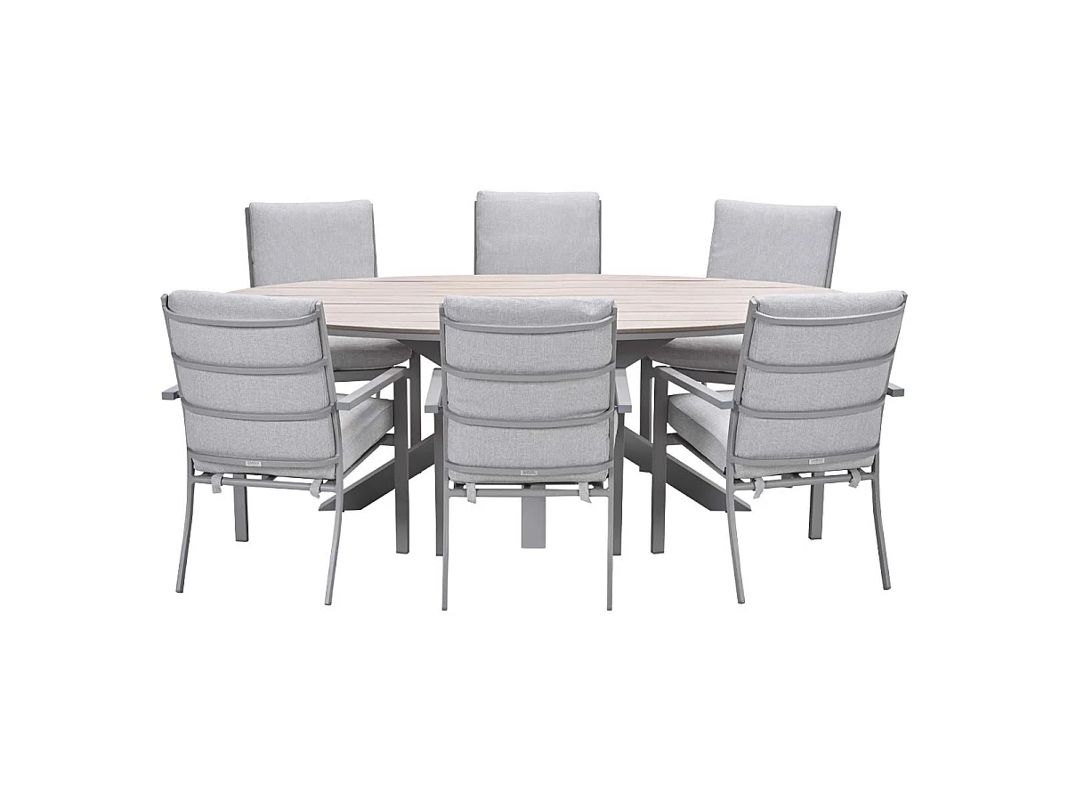 Garden Impressions Senja tuinset 7-delig valley sand - Tulli tuintafel 220x115 cm - light teak vironwood