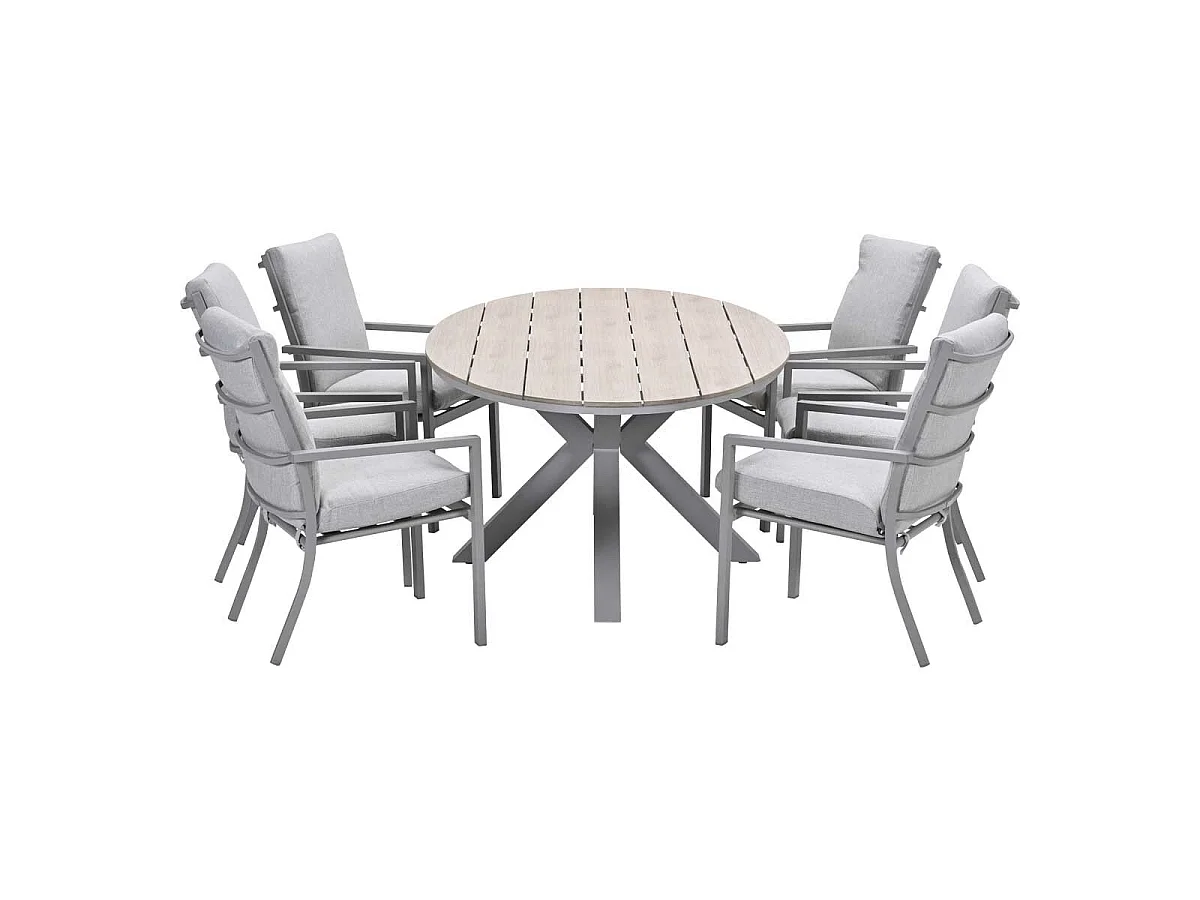 Garden Impressions Senja tuinset 7-delig valley sand - Tulli tuintafel 220x115 cm - light teak vironwood
