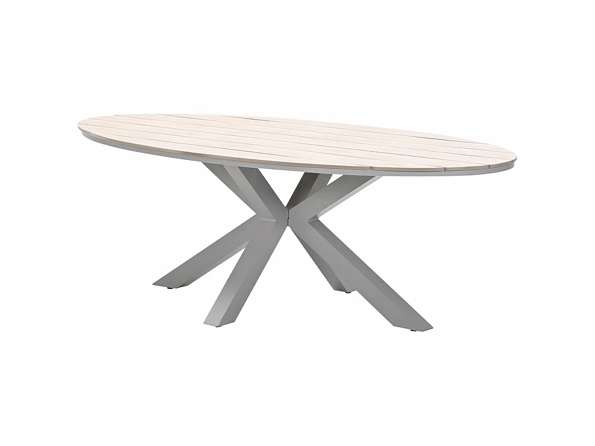 Garden Impressions Senja tuinset 7-delig valley sand - Tulli tuintafel 220x115 cm - light teak vironwood