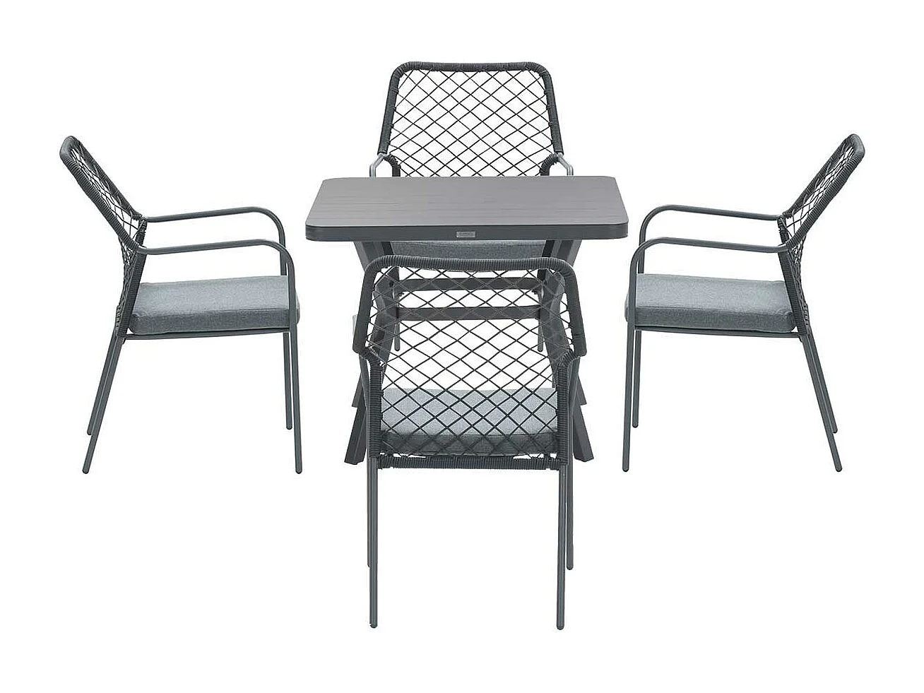 Ensemble de jardin Garden Impressions Ross 5-pièces noir - table de jardin Mina 90x90 cm