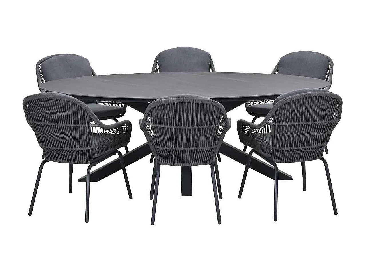 Ensemble de jardin Garden Impressions Yima - Scot - Gris Napoli - 230x115 cm - 7 pièces