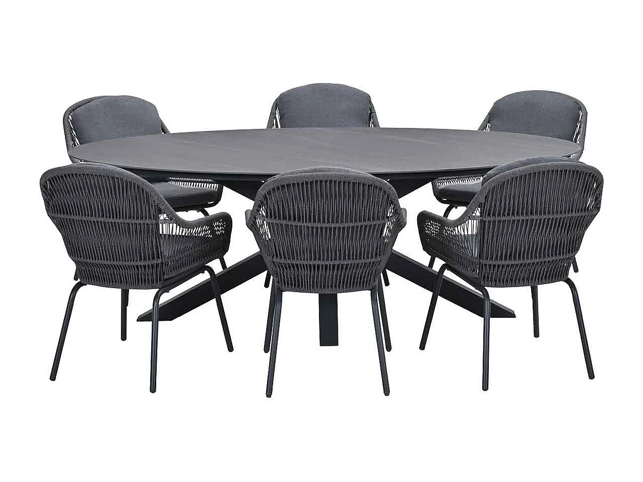 Ensemble de jardin Garden Impressions Yima - Scot - Gris Napoli - 230x115 cm - 7 pièces