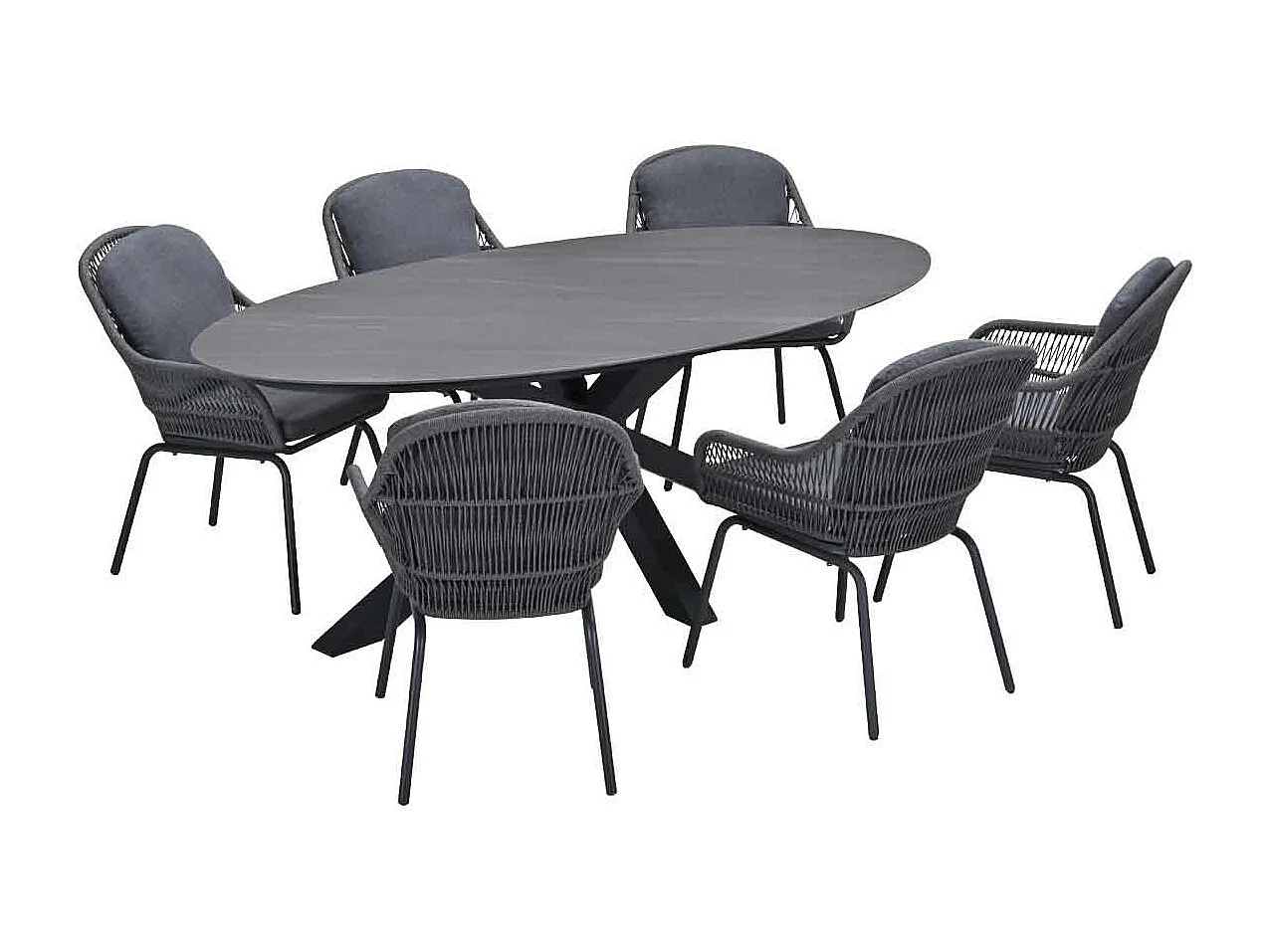 Ensemble de jardin Garden Impressions Yima - Scot - Gris Napoli - 230x115 cm - 7 pièces