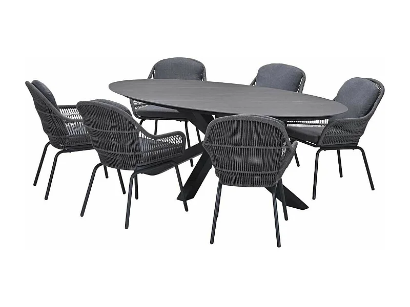 Ensemble de jardin Garden Impressions Yima - Scot - Gris Napoli - 230x115 cm - 7 pièces