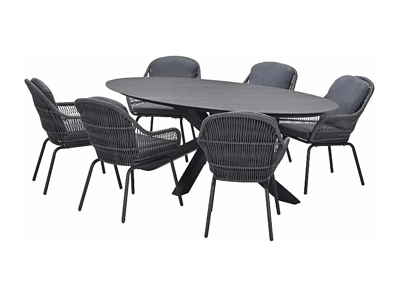 Ensemble de jardin Garden Impressions Yima - Scot - Gris Napoli - 230x115 cm - 7 pièces